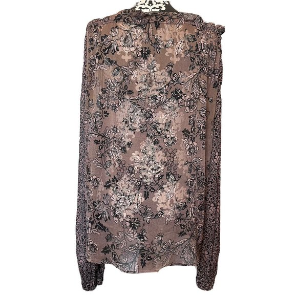 Free People Hendrix Floral Boho Sheer Peasant Blouse medium off shoulder Hippie - Picture 6 of 8